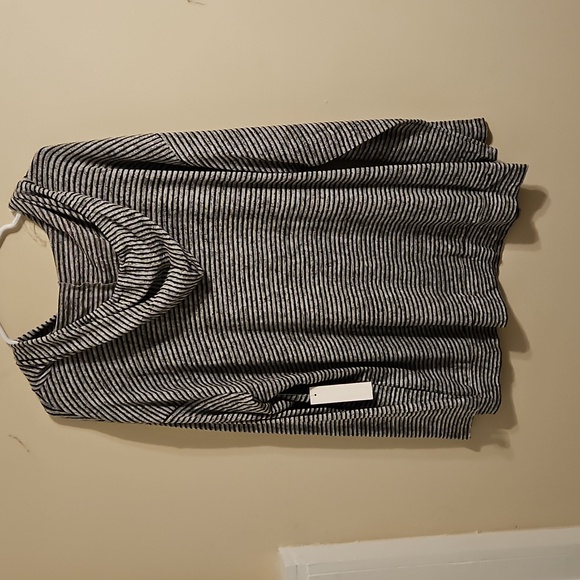 Scarlett Gray and Black Stripped Light Weight Hooded Tunic Sweatshirt. NWT - Picture 2 of 5